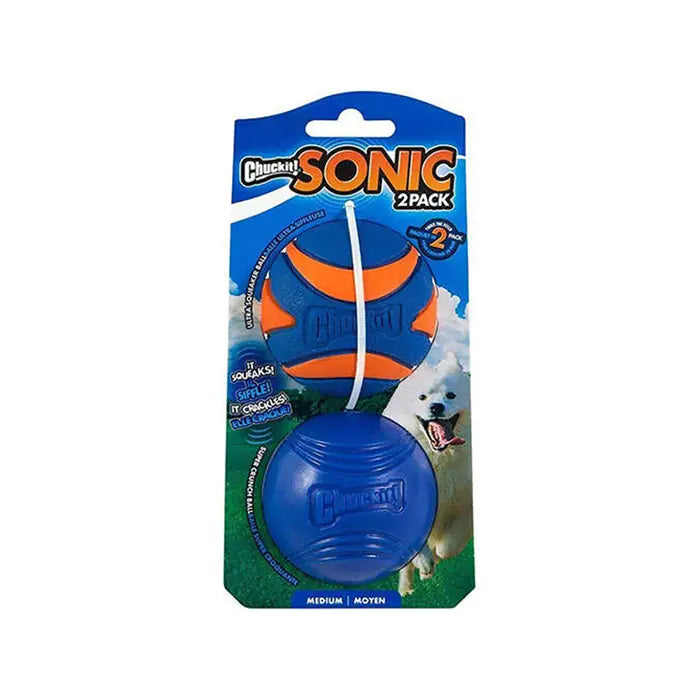 Chuckit Sonic Dog Ball Set Medium Multi-Sound Fetch Toys 2-Pack