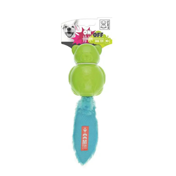 M-Pets On-Off Teddy Rubber Dog Toy Blue and Green