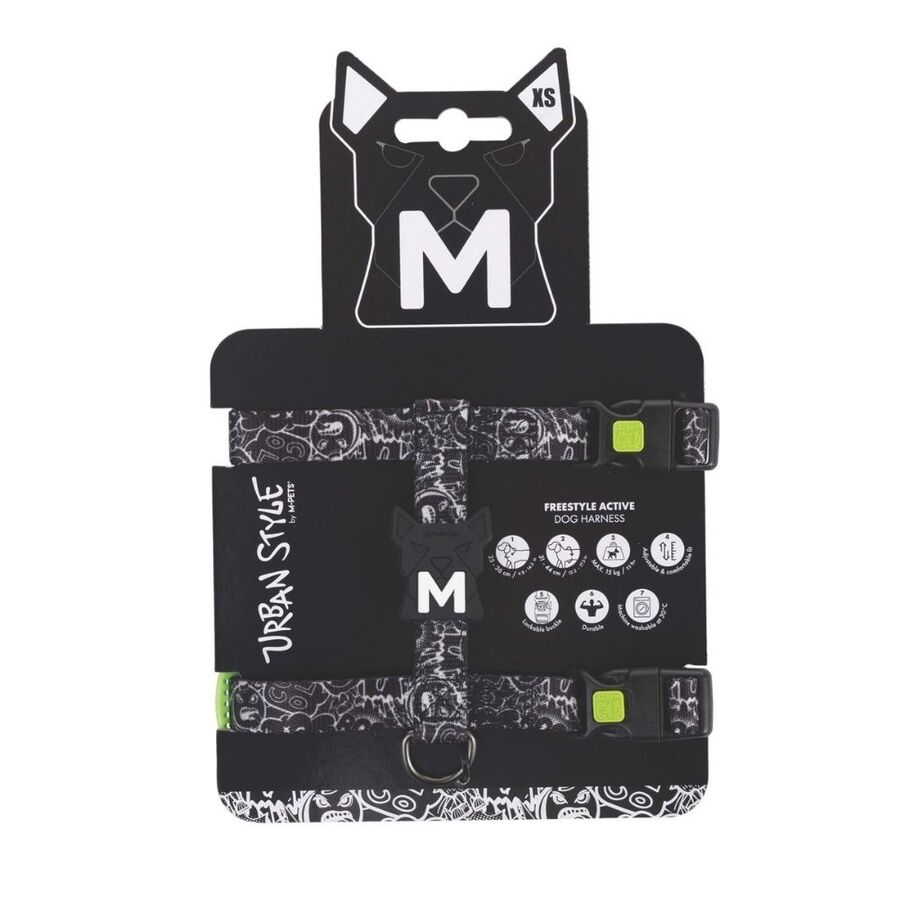 M-Pets Urbanstyle Active Dog Harness Black & White XS