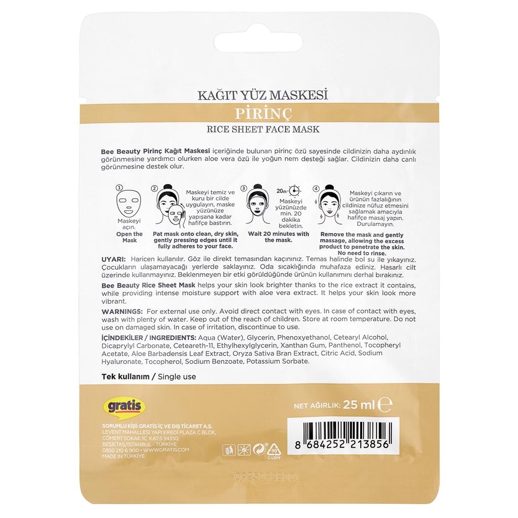 Bee Beauty Rice Face Mask for Brightening & Glow 25 ml