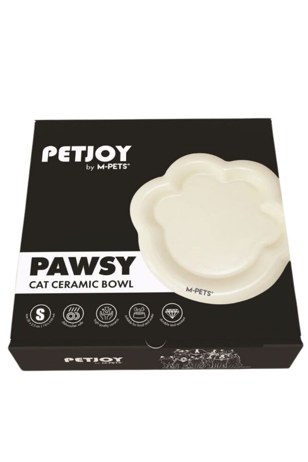 M-Pets Pawsy Ceramic Pet Bowl White for Food and Water 100ml