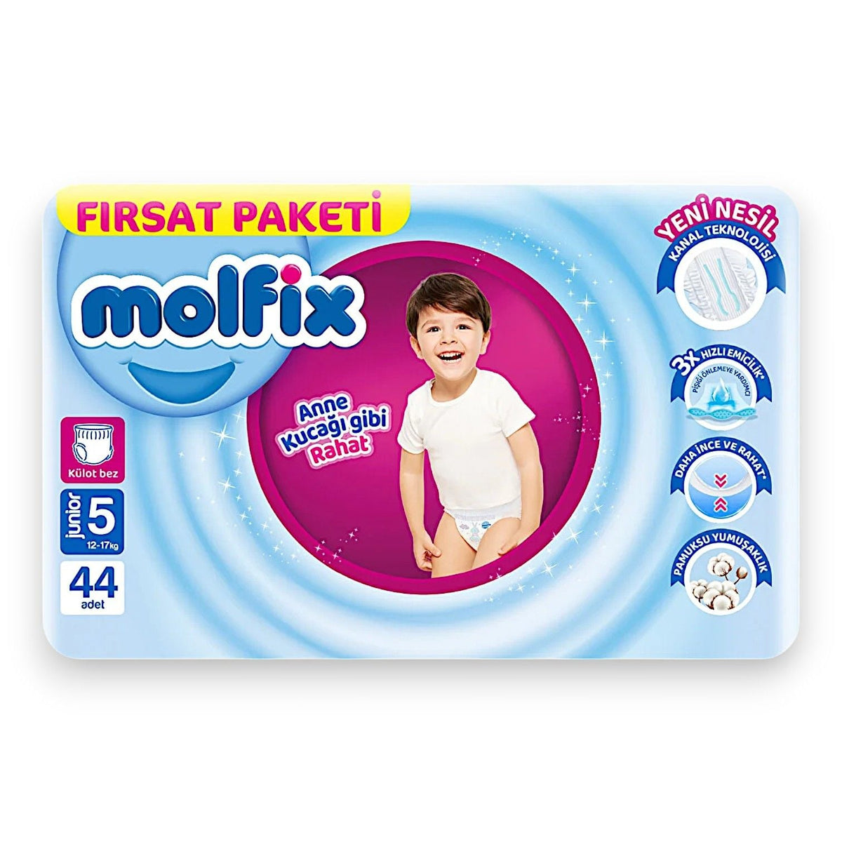 Molfix Size 5 Baby Diapers for Active Movement 44 Count