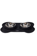 M-Pets Duet Silicone Mat Double Pet Bowl Black 2x200ml
