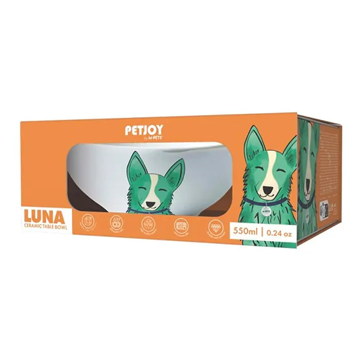 M-Pets Luna Ceramic Pet Bowl with Stylish Patterns 550ml