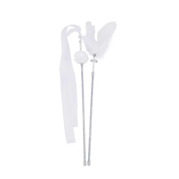 M-Pets Mooncat Interactive Cat Wand Toy 2-Piece Set White