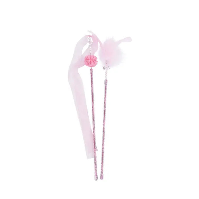 M-Pets Mooncat Pink Cat Teaser Wand Toy 2-Piece Set