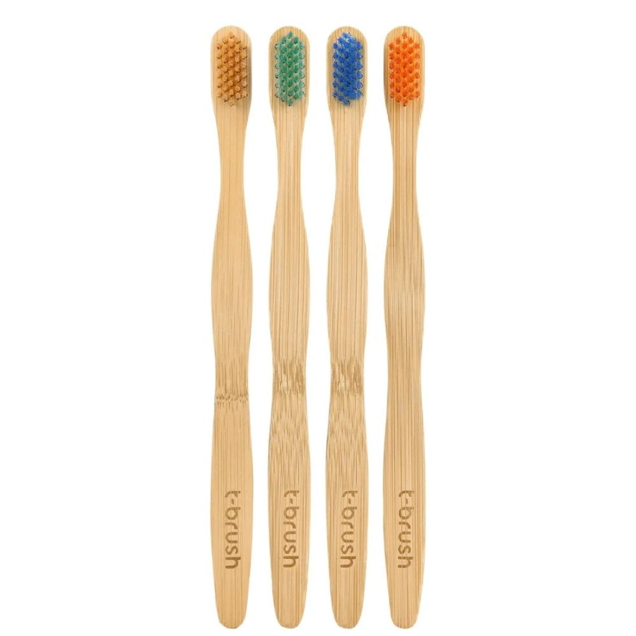 T-Brush Bamboo Toothbrush Medium Bristles Eco-Friendly 4 Pack
