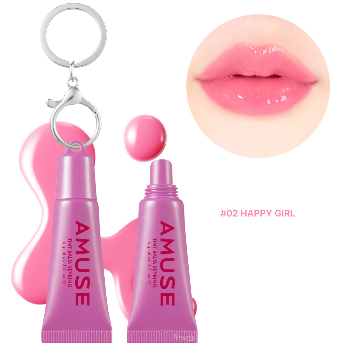 Amuse Care Tint Balm Keyring 02 Happy Girl Peptides 6g