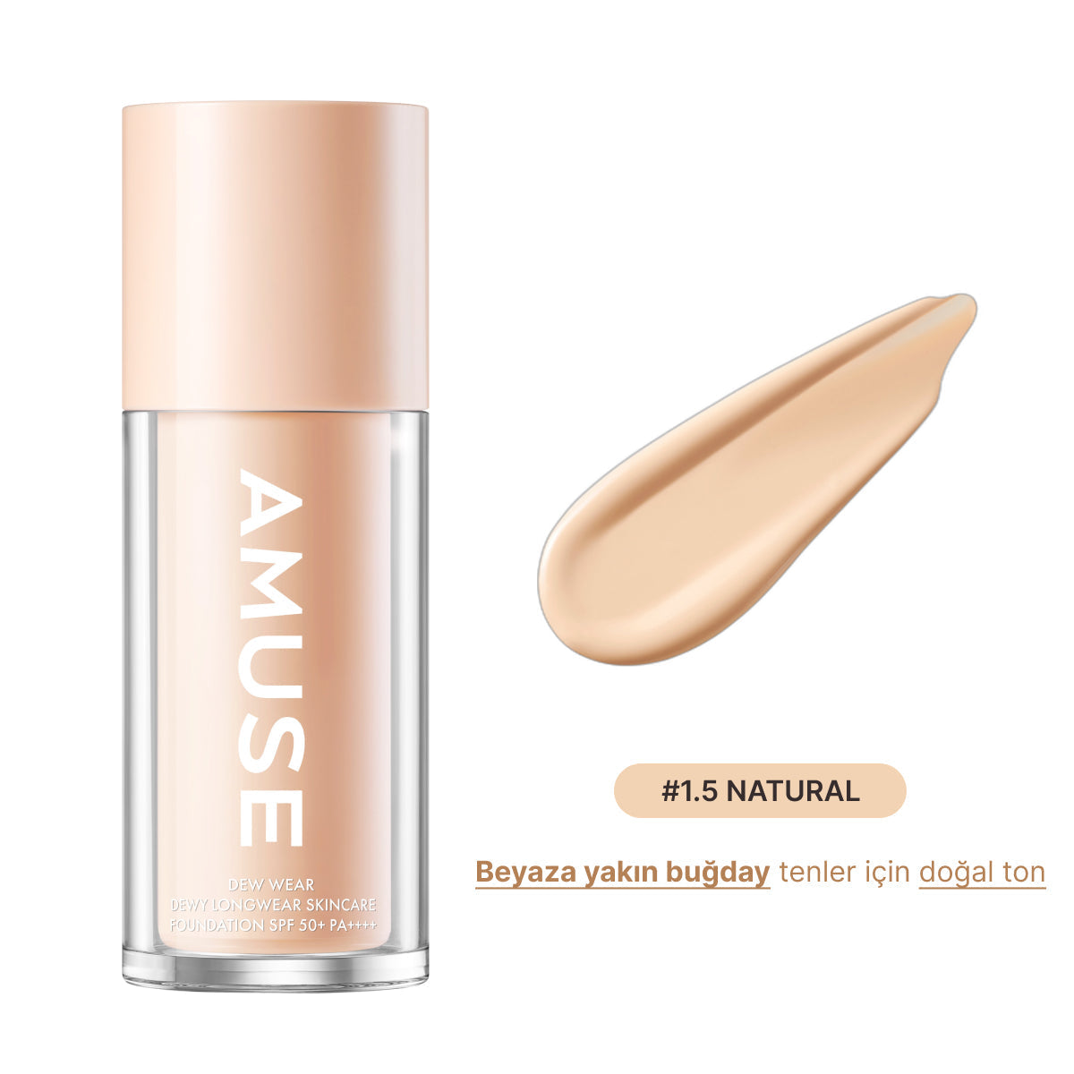Amuse Dew Wear Foundation Natural Glow SPF 50+ 35ml #1.5 Natural