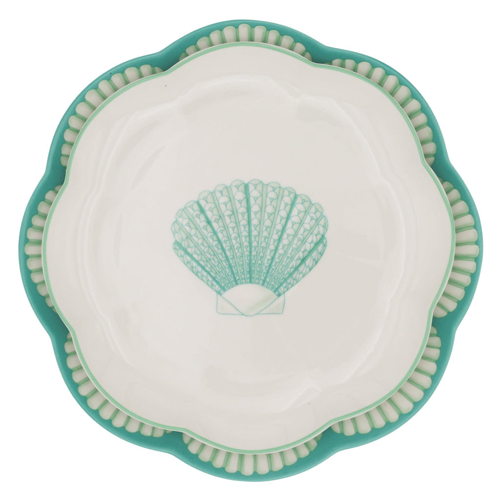 Balearic Blu Scalloped Ceramic Starter Plates – Case of 12 (+3 Bonus Plates)