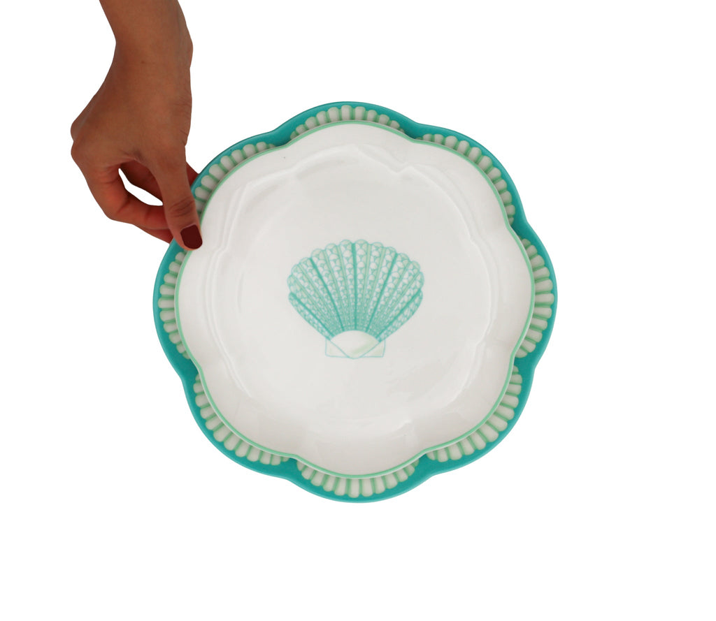 Balearic Blu Scalloped Ceramic Starter Plates – Case of 12 (+3 Bonus Plates)