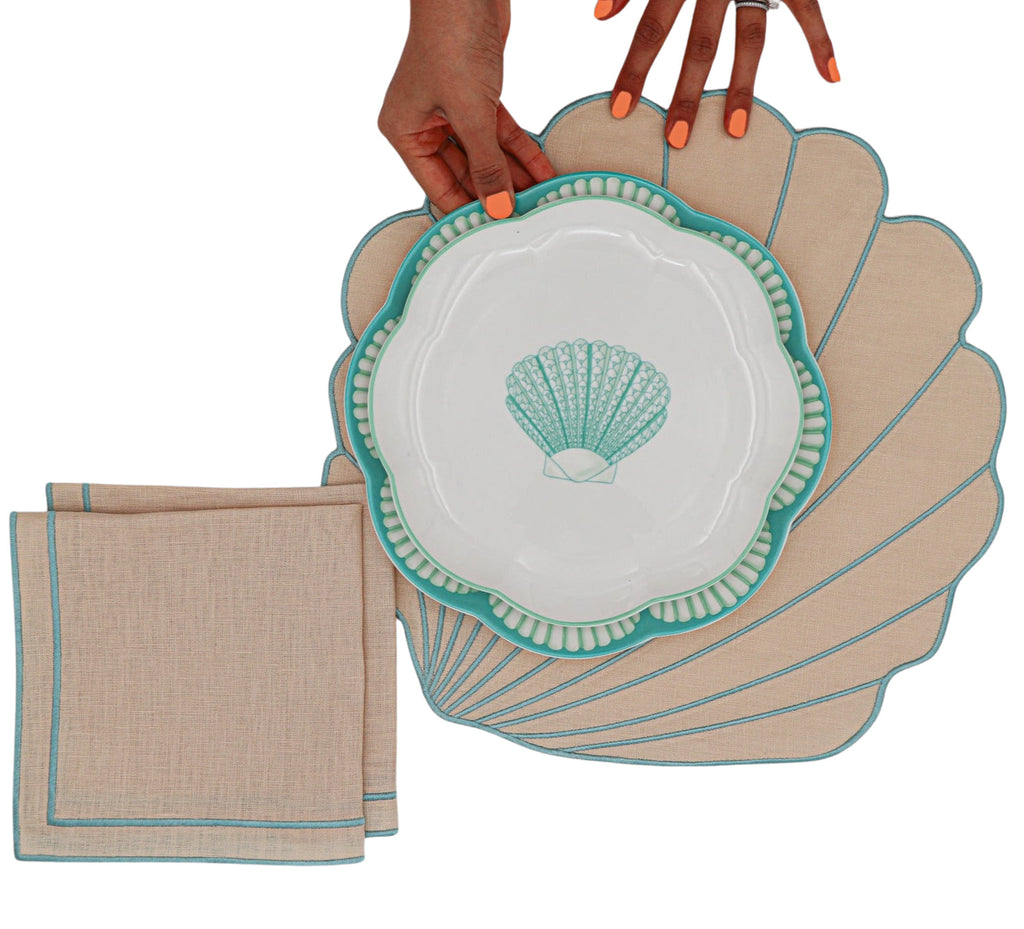 Balearic Blu Scalloped Ceramic Starter Plates – Case of 12 (+3 Bonus Plates)