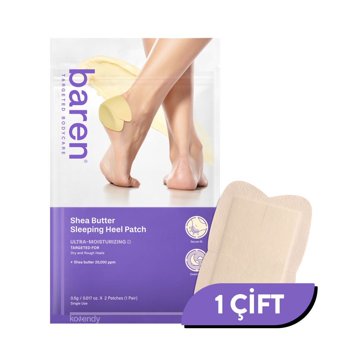 Baren Shea Butter Sleeping Heel Patch Nourishing Foot Care 2 Count