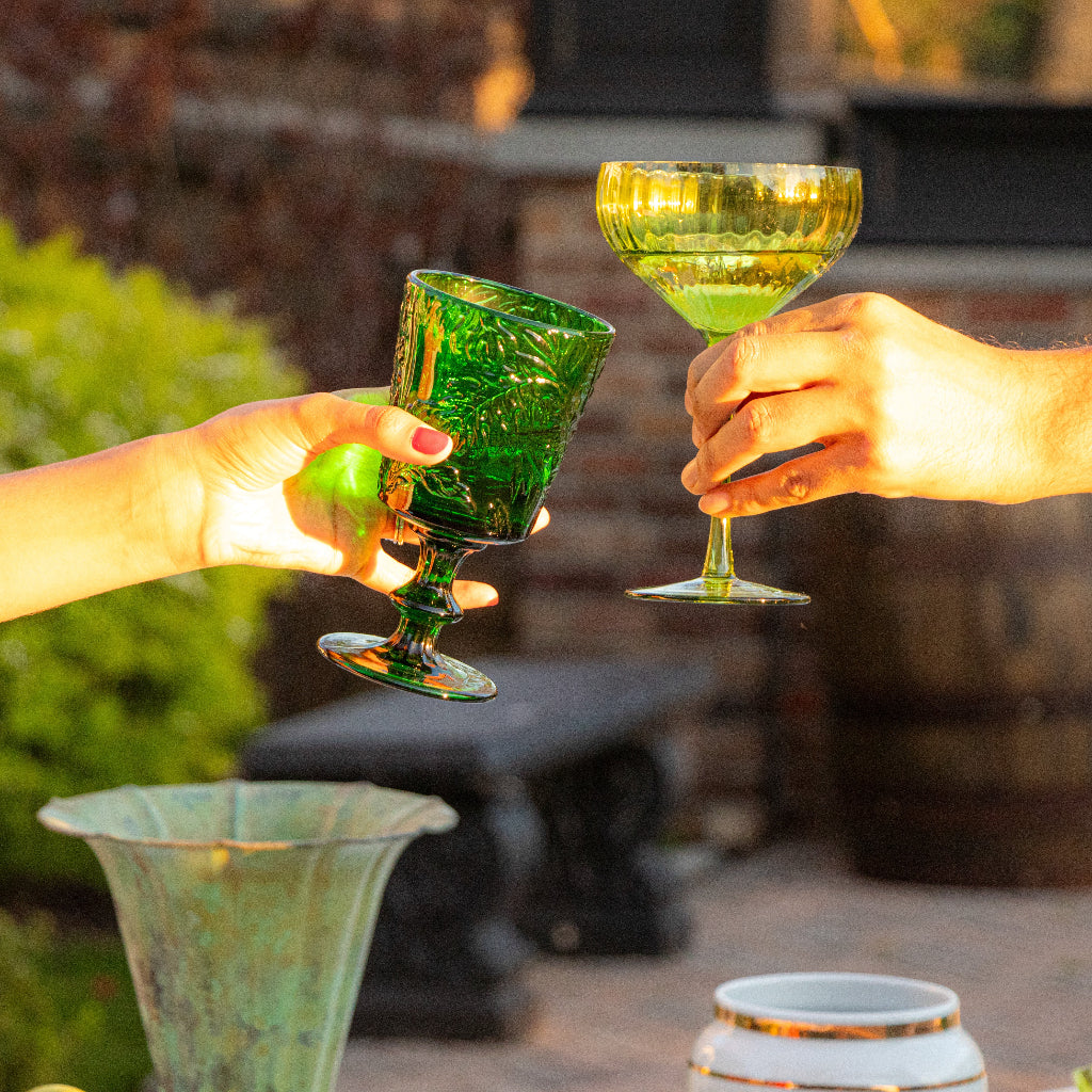 Botanic Imprinted Glass Goblets – Set of 6