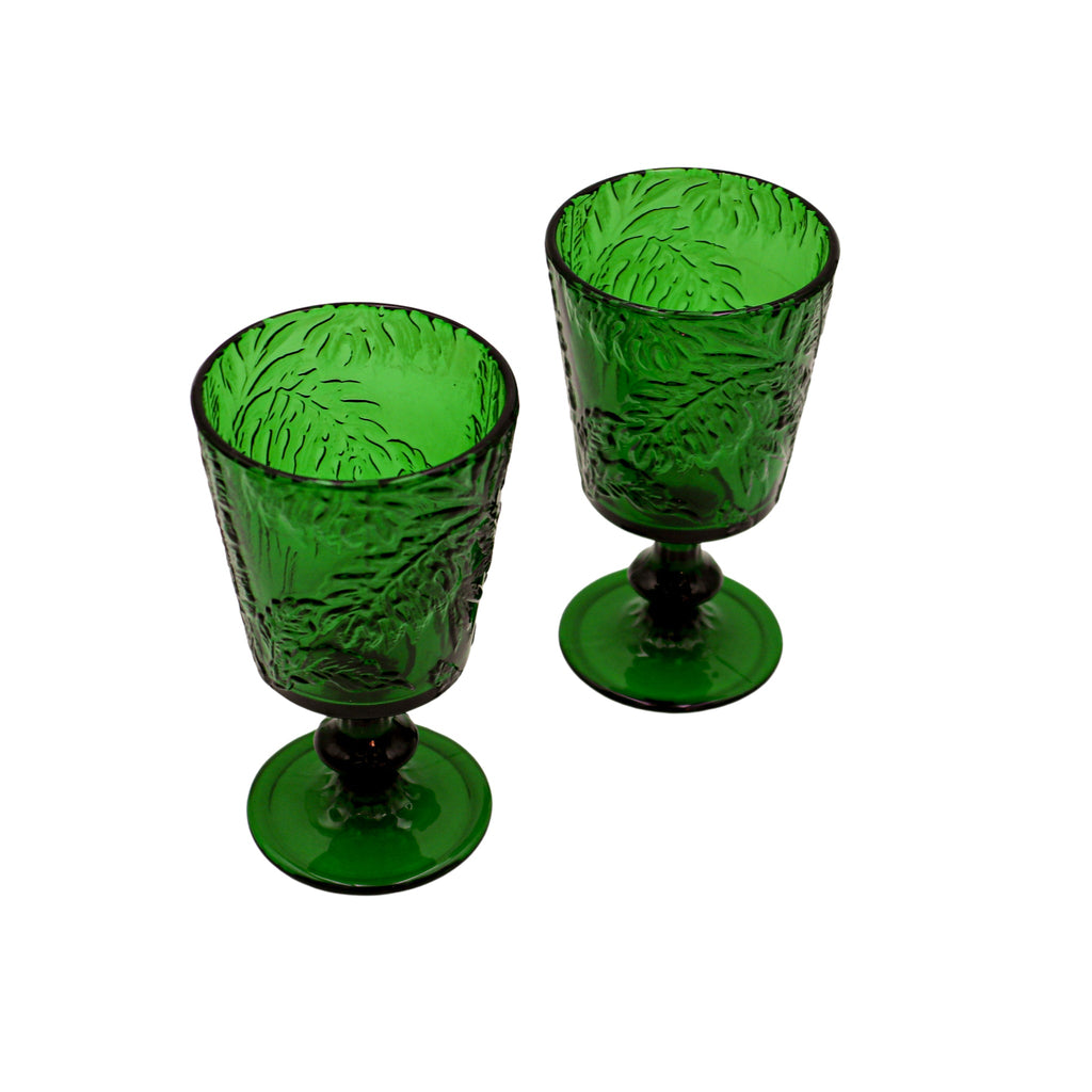 Botanic Imprinted Glass Goblets – Set of 6