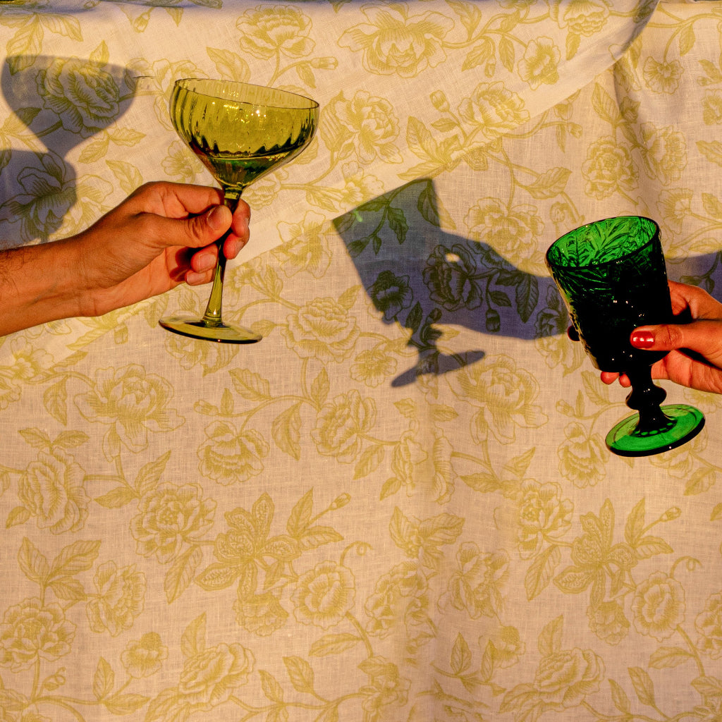 Botanic Imprinted Glass Goblets – Set of 6