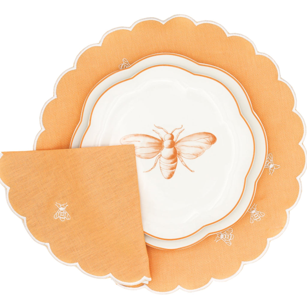 Bumble Homecoming Scalloped Ceramic Starter Plates – Set of 4 (+1 Bonus Plate)