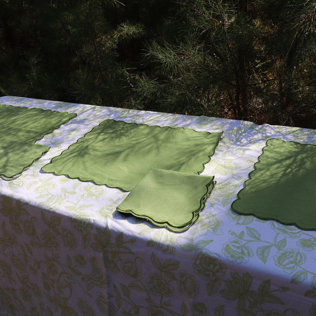 Evergreen Wave Linen Placemats – Set of 4
