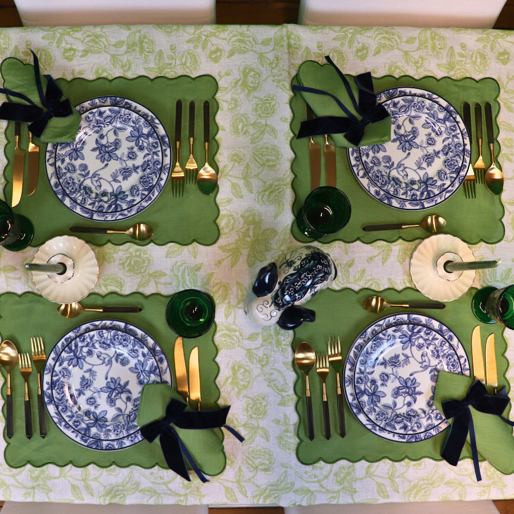 Evergreen Wave Linen Placemats – Set of 4