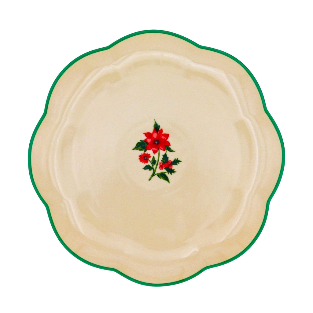 Fabled Flora Scalloped Ceramic Starter Plates – Set of 4 (+1 Bonus Plate)