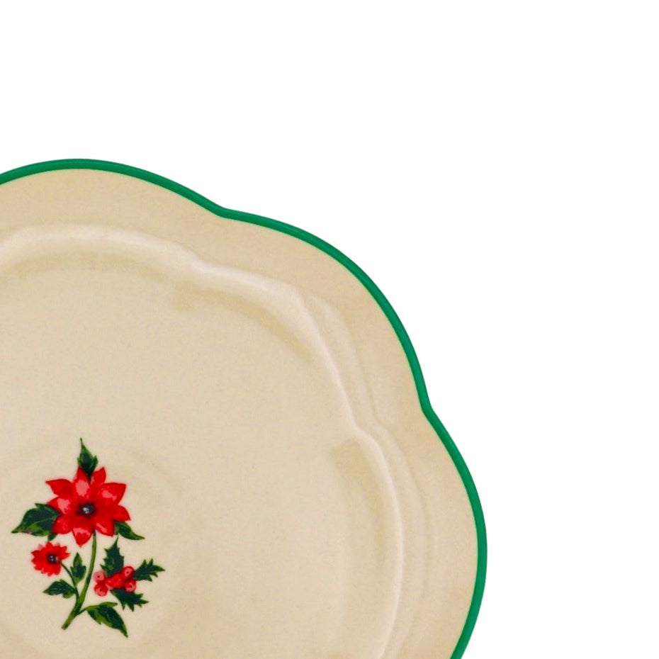 Fabled Flora Scalloped Ceramic Starter Plates – Set of 4 (+1 Bonus Plate)