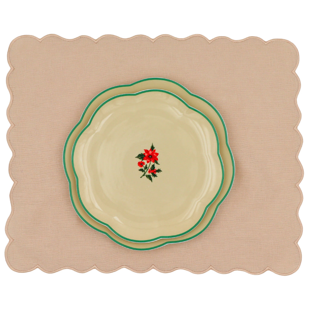 Fabled Flora Scalloped Ceramic Starter Plates – Set of 4 (+1 Bonus Plate)