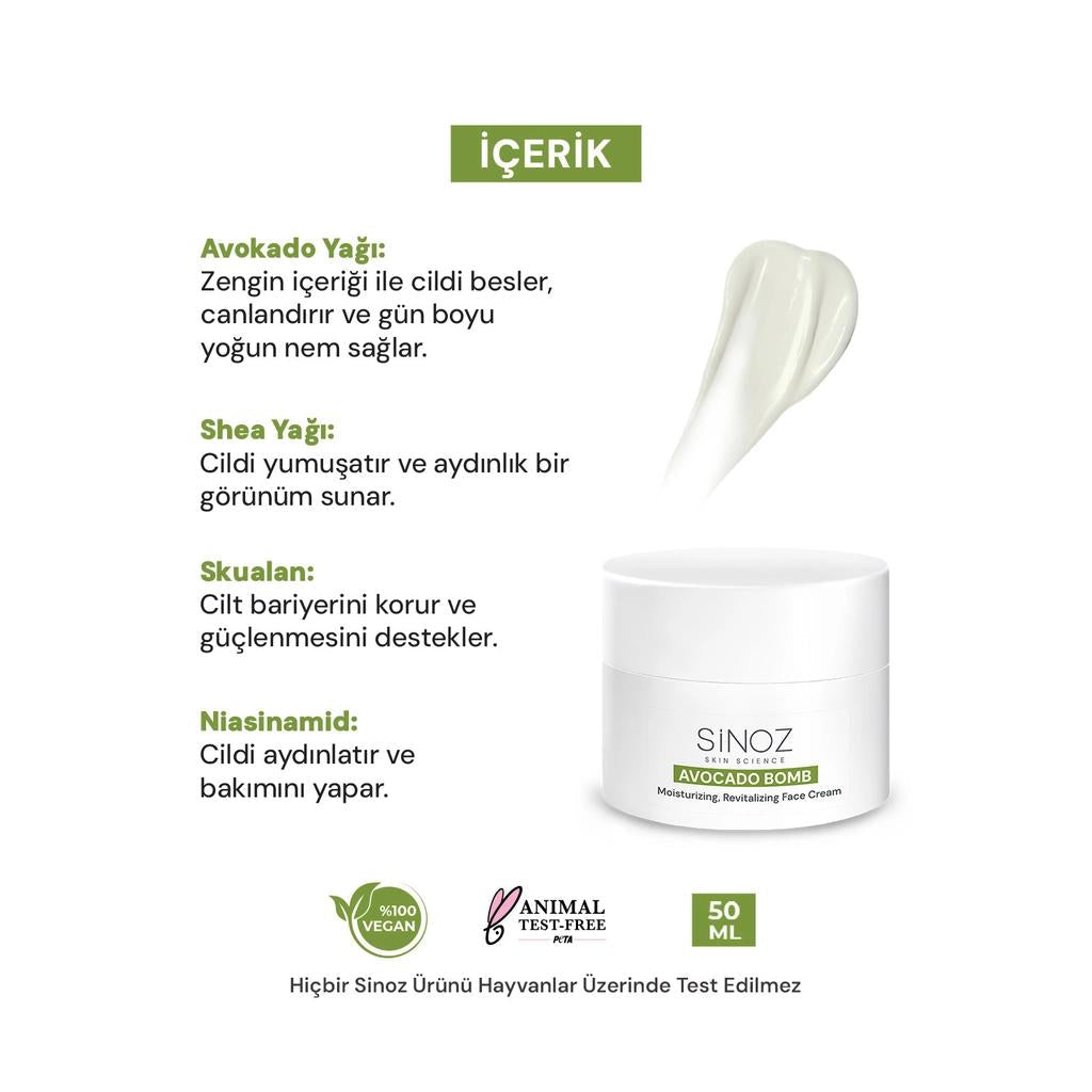 Sinoz Avocado Bomb Hydrating & Revitalizing Face Cream 50 ml