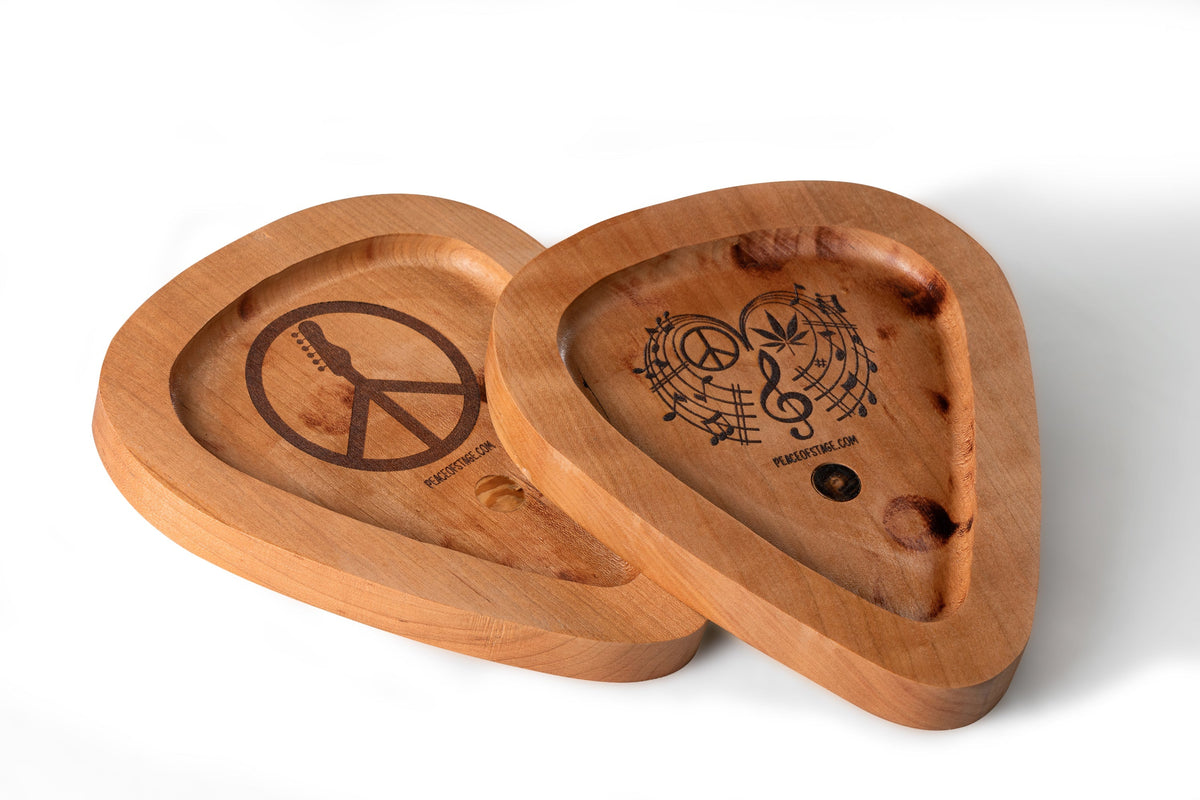 Wooden Guitar Cigarette Pick Tray