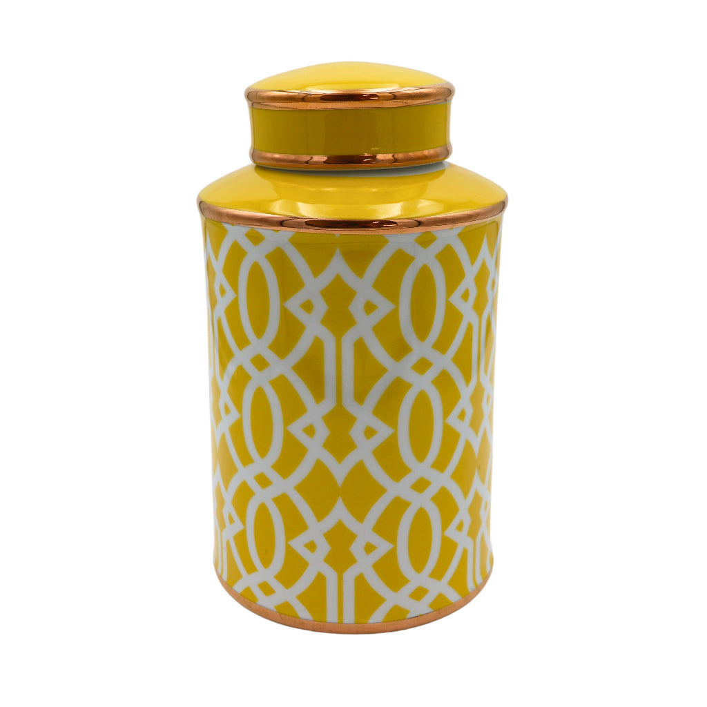 Honeycomb Yellow Ceramic Ginger Jar