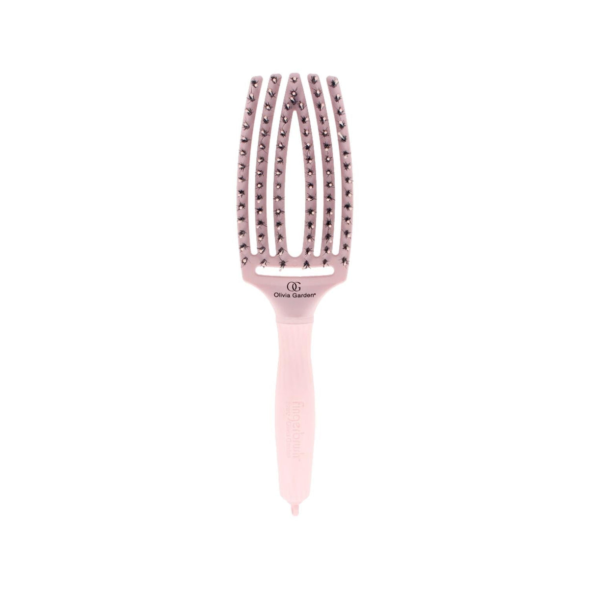 Olivia Garden Fingerbrush Care Pastel Pink Boar & Nylon Brush Medium