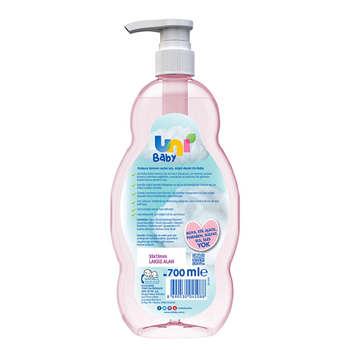 Uni Baby Easy Combing Hair and Body Shampoo - Gentle Detangling Baby Shampoo 700ml