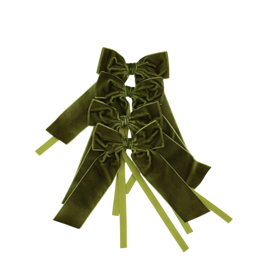 Large Forest Green Velvet Napkin Bow Ties – Set of 6