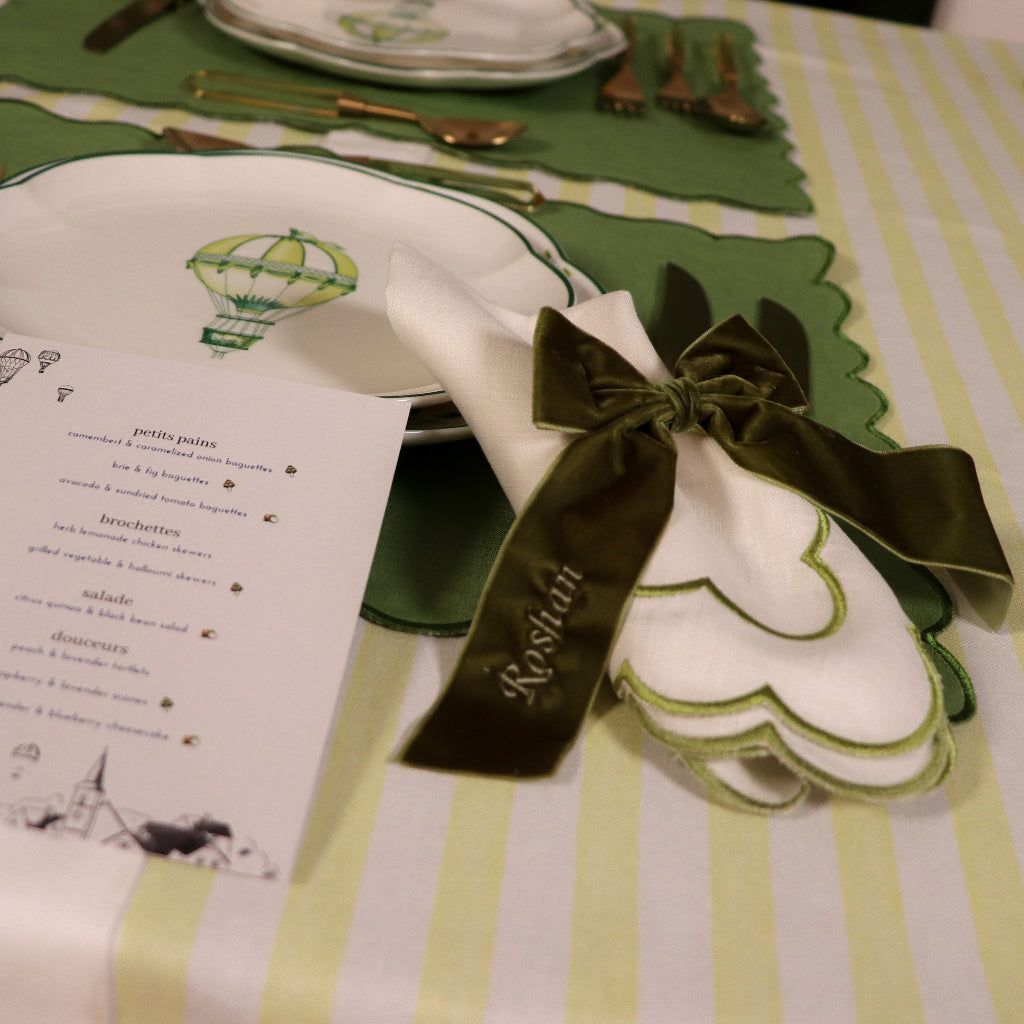 Large Forest Green Velvet Napkin Bow Ties – Set of 6