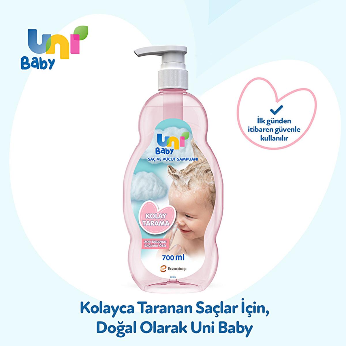 Uni Baby Easy Combing Hair and Body Shampoo - Gentle Detangling Baby Shampoo 700ml