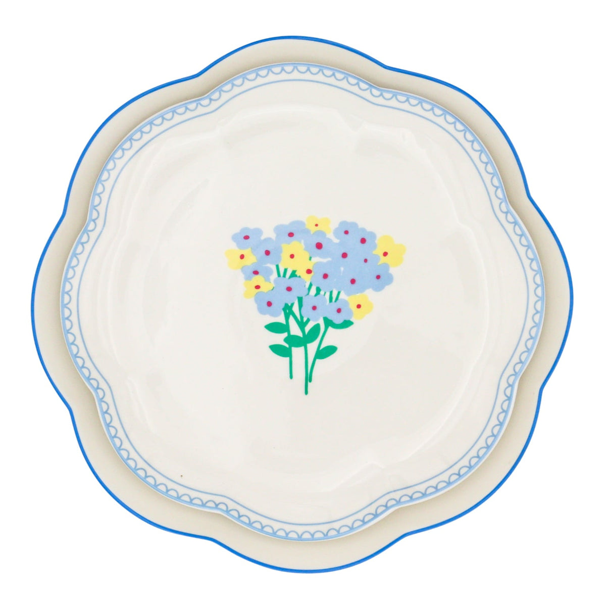 Meadow Flora Scalloped Ceramic Starter Plates – Case of 12 (+3 Bonus Plates)