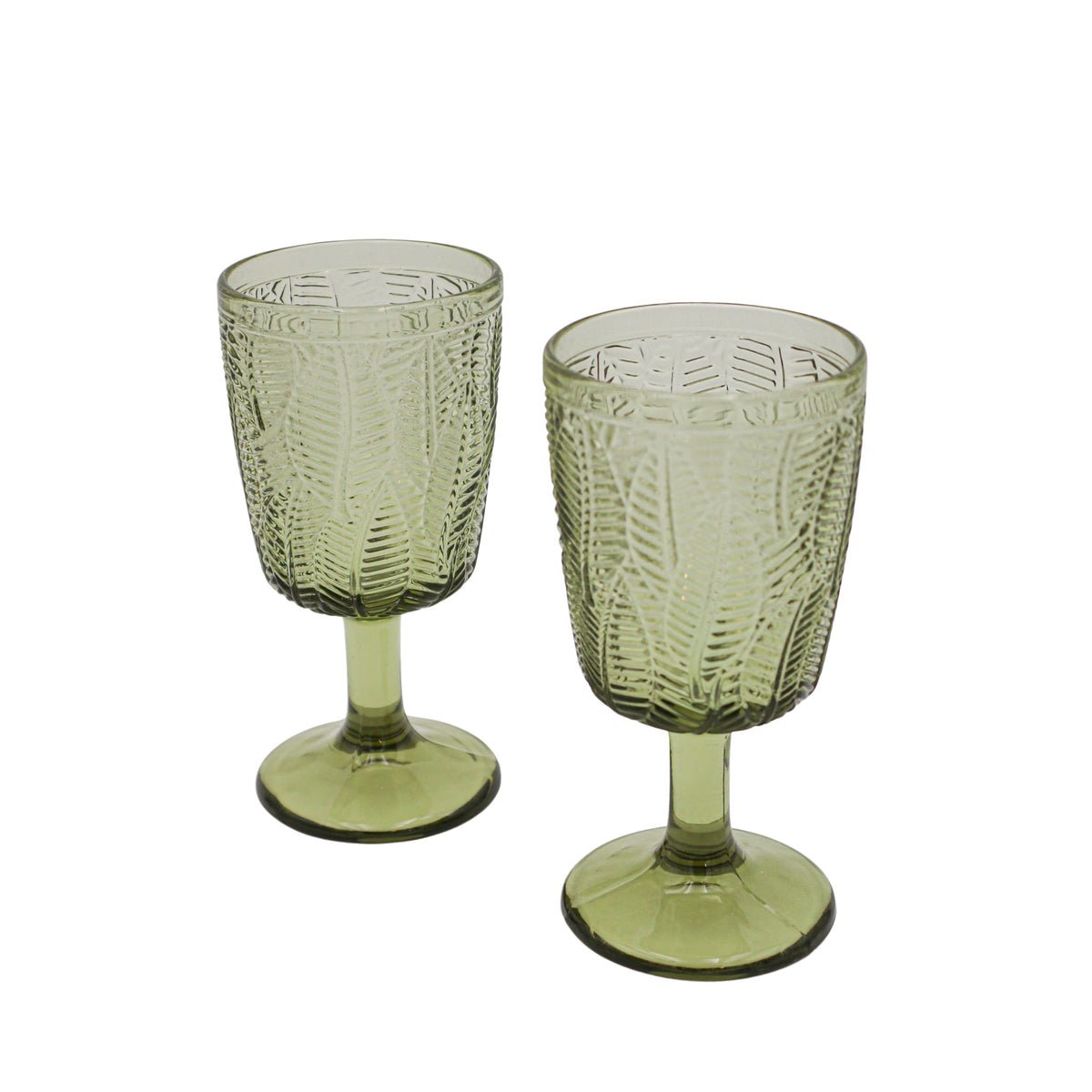 Olive Leaf Glass Goblets – Set of 4