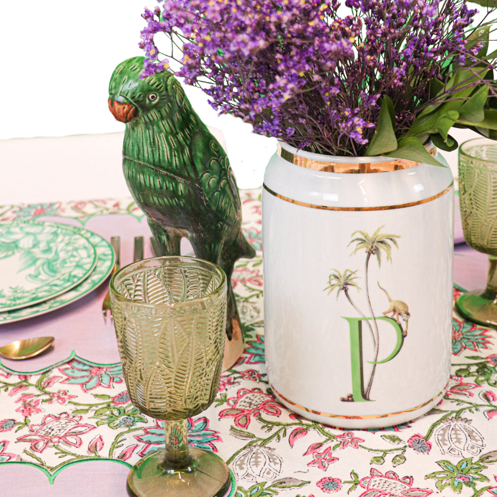 Olive Leaf Glass Goblets – Set of 4