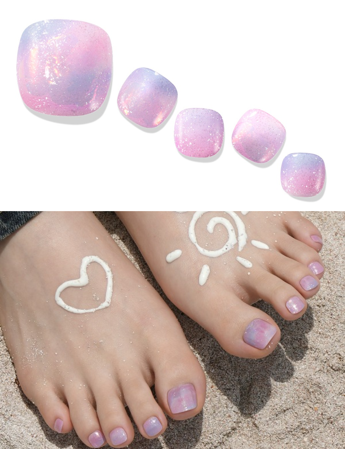 Gelato Factory Pink Sunset Solar Hardening Gel Pedicure Strips 30ct