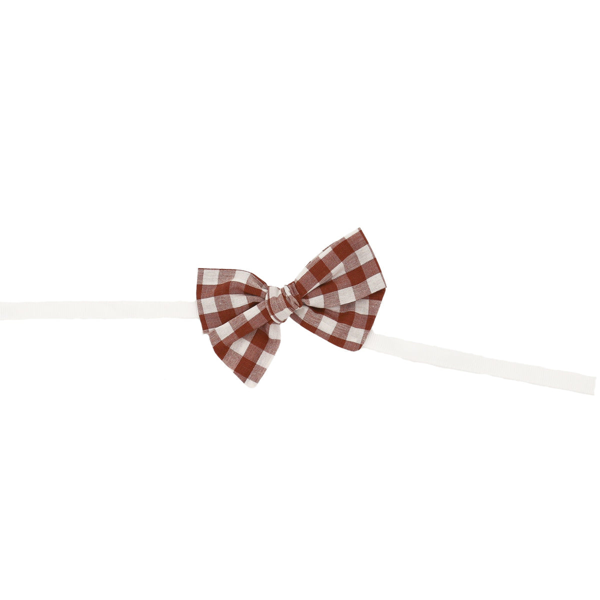 Pecan Gingham Linen Napkin Bow Ties – Set of 6