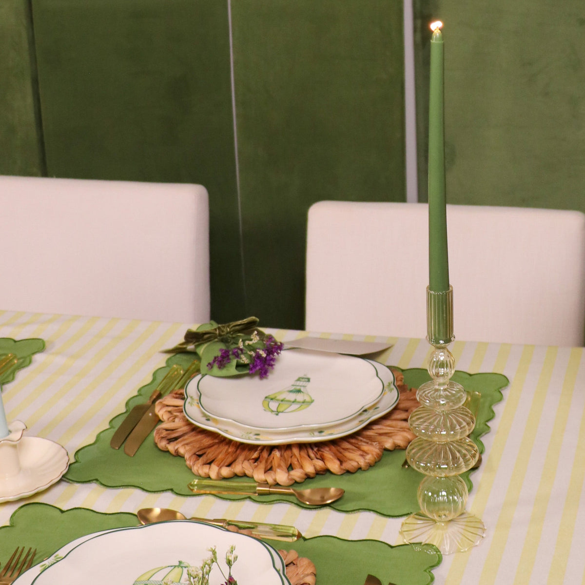 Pine Green Extra Tall Taper Candles – 24 Candles