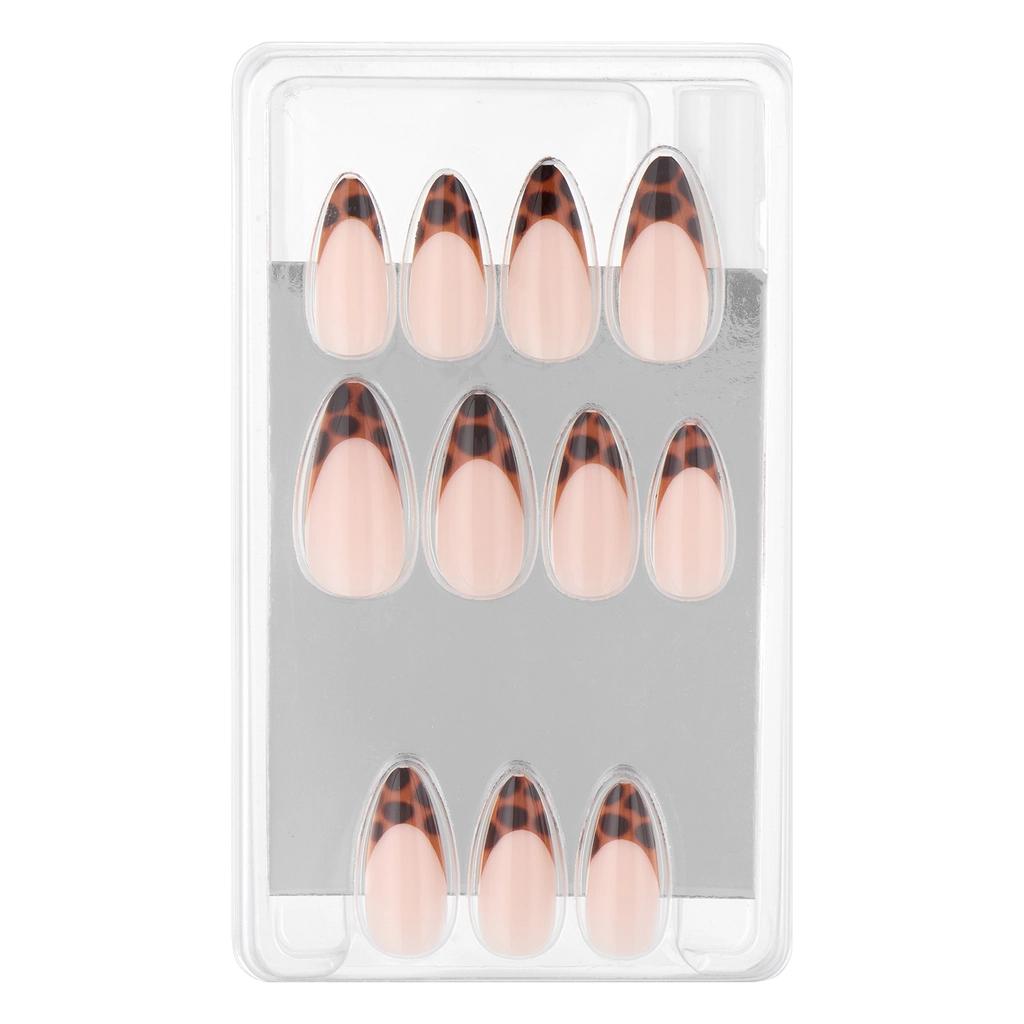 Eklips Leopard French Almond Artificial Nails 24 Count