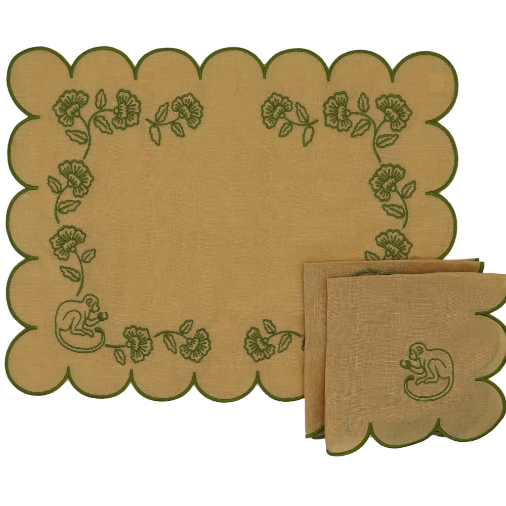 Sunlit Moss Linen Placemats – Set of 4