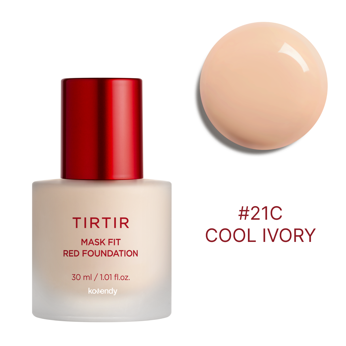 Tirtir Mask Fit Red Foundation Natural Matte Finish 21C Cool Ivory 30ml