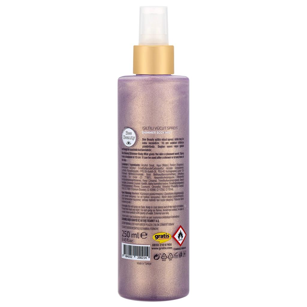 Bee Beauty Violet Shimmering Body Mist for Glowing Skin 250ml