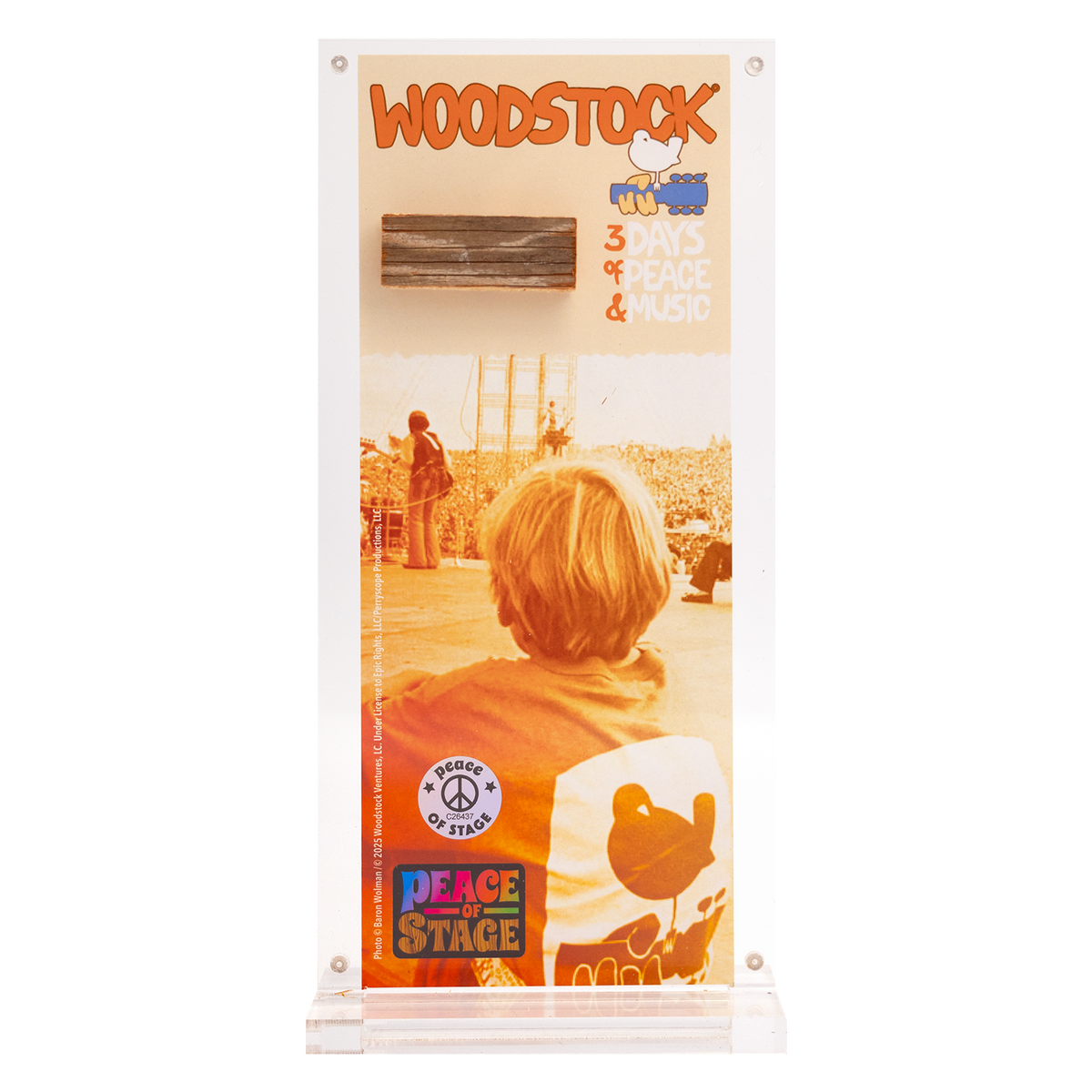 Boy on Original Woodstock Stage  - Acrylic Frame