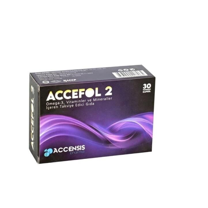 Ribogen Accefol 2 Omega 3 & Folic Acid Supplement 30 Capsules