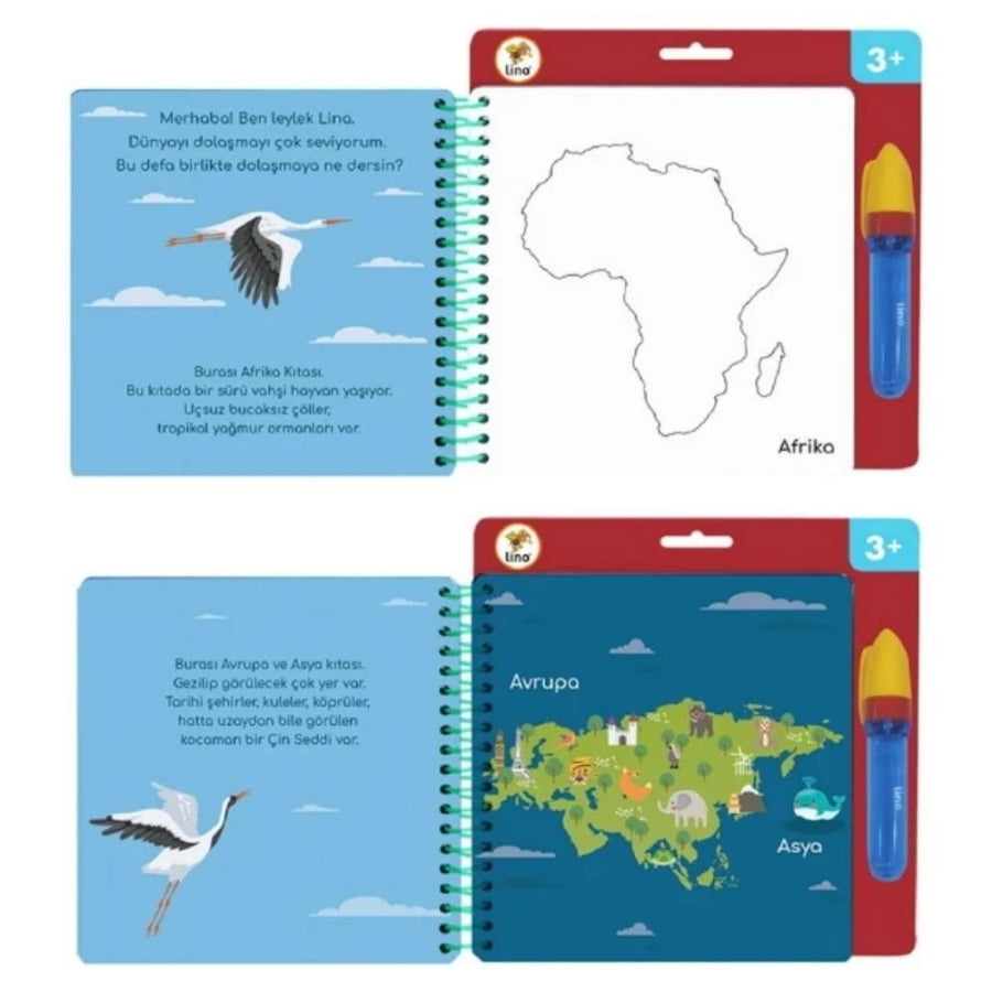 Lino Aqua Magic Continents Water Coloring Book 5 Pages