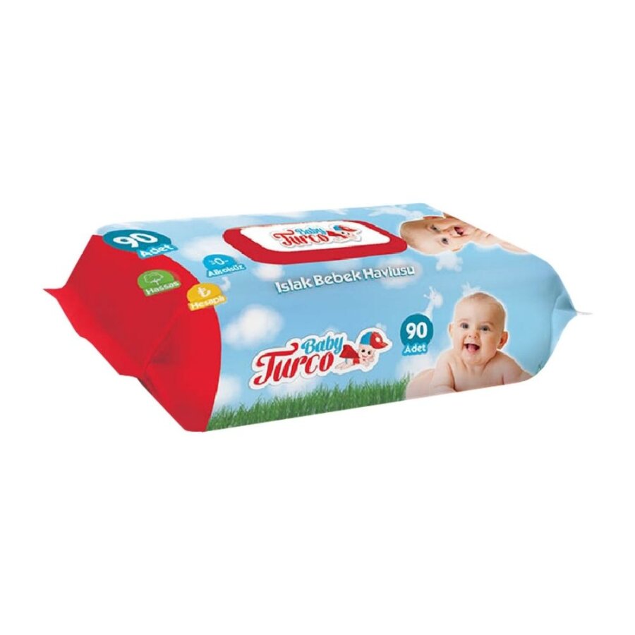 Baby Turco Wet Wipes Soft Cleansing for Sensitive Skin 90 Count