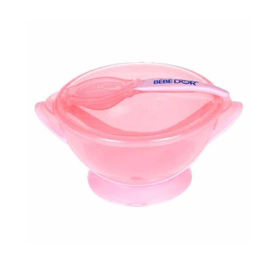 Bebedor Suction Plate & Spoon Set Pink for 6+ Months