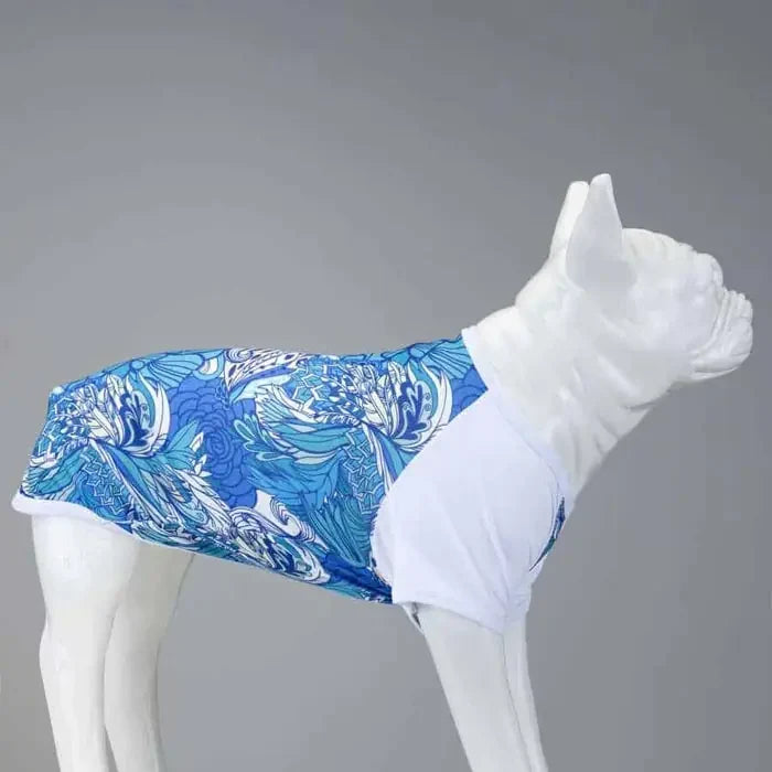 Lindo Blue Flowers Dog T-Shirt Lightweight Pet Apparel
